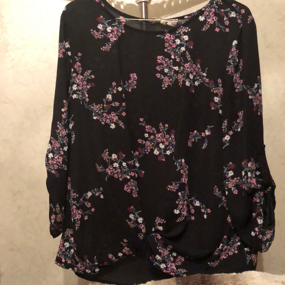 Black floral blouse